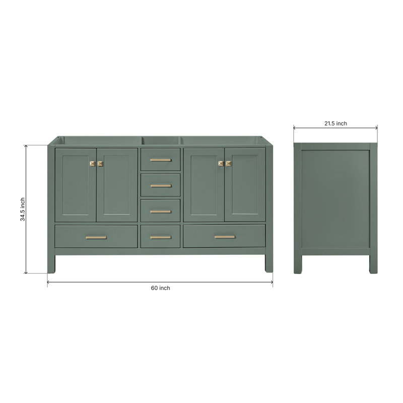 Base de meuble-lavabo double 60 po Panchuri seulement, Vert rétro