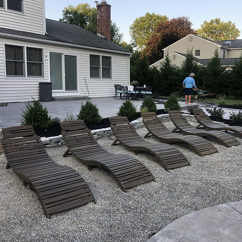 Chaises longues pliantes pour l'extérieur Chaise longue pliante en bois d'acacia avec poignée latérale pour piscine, pelouse et jardin