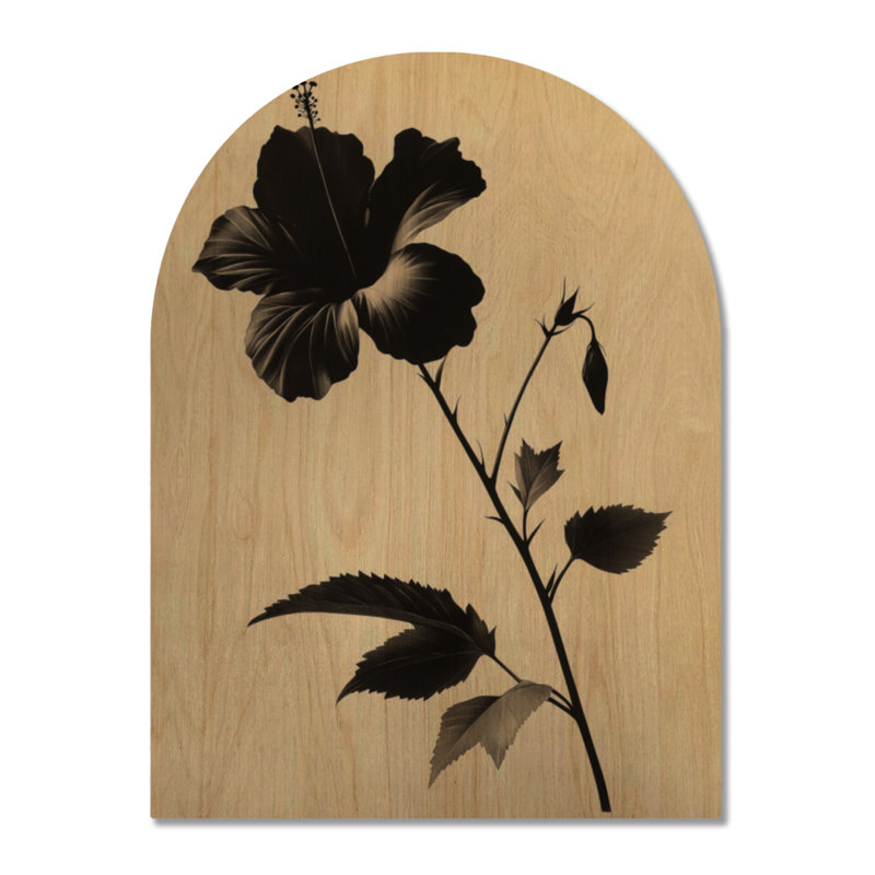 Onyx Hibiscus en fleurs - Décoration murale en forme d'arche tropicale, imprimée sur bois, Arche, H 24 po x l 18 po