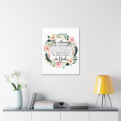 Philippians 4:6 Be Anxious Bible Verse Canvas Christian Wall Art