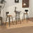 Round Height Dining Table Wooden Top Bar Table with Metal Base
