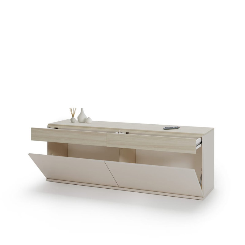 Sideboard Cabinet 175 cm - Low Buffet Storage with Pull-Down Doors