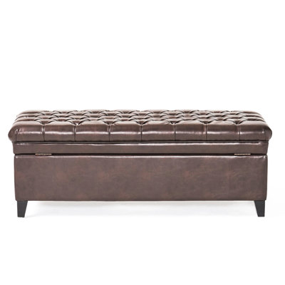 50" Long Faux Leather Upholstered Storage - Hand- Bench With Cover Finish