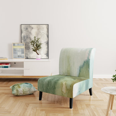 Abstract Watercolor Green House - Modern Upholstered Slipper Chair