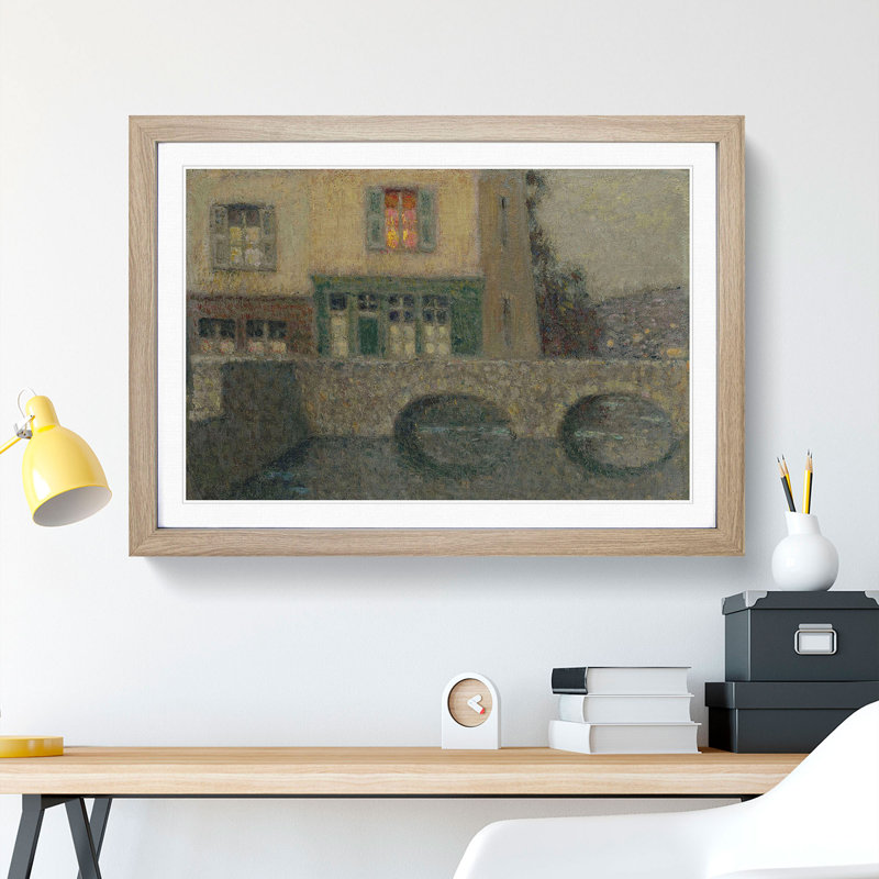 The Bridge by Henri Le Sidaner - Picture Frame Painting, 48cm H x 65cm W x 2cm D, Oak Framed