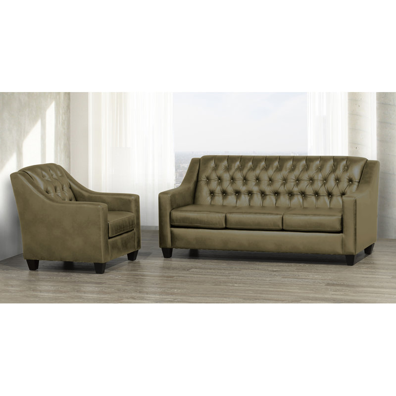 Ensemble de salon 2 pièces Debolt, Cuir taupe assorti