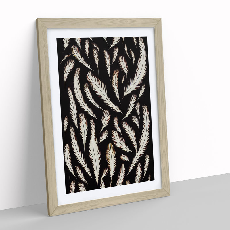 Feather Pattern No.2 - Single Picture Frame Print, 64cm H x 46cm W x 2cm D, Oak