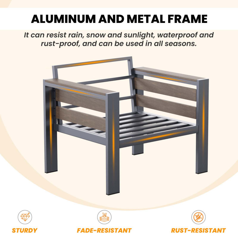 Modular 4 Piece Patio Conversation Set, Aluminum Outdoor Furniture With Thick Cushions, Weatherproof Patio Set For Balcony, Deck
