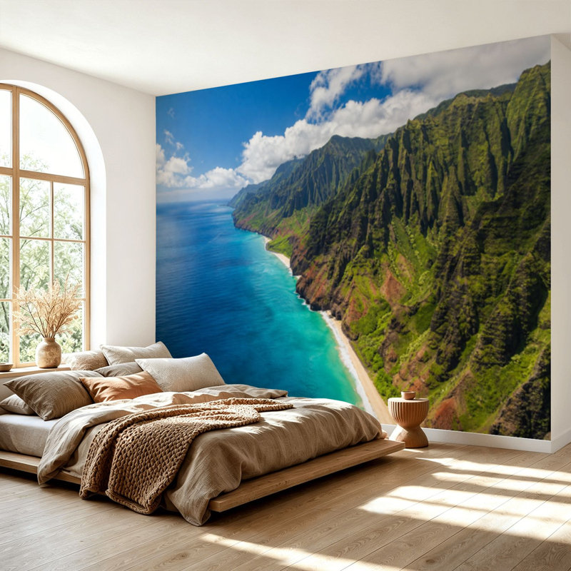 Papier peint adhésif autocollant, vue sur la côte de Napali, Hawaii, Mountain Beach, L 69 po x l 96 po