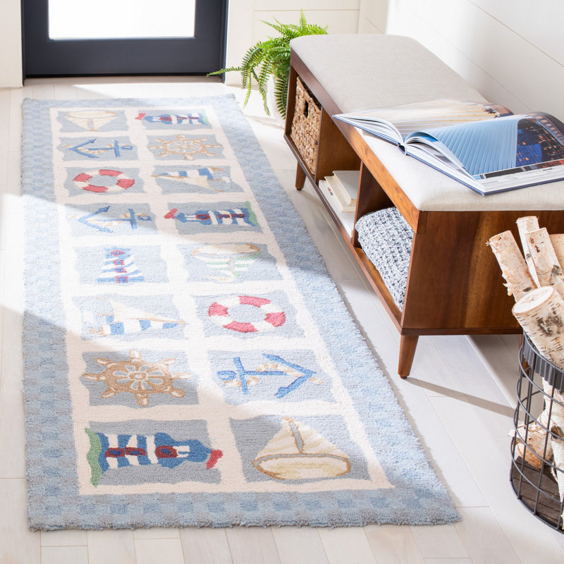 Tapis en laine crocheté à la main Jonsson, Tapis de couloir 2 pi 6 po x 10 pi