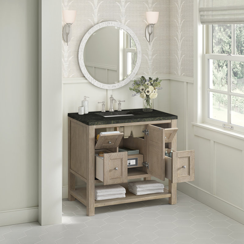 Breckenridge 36'' W Single Vanity, Whitewashed Oak, Phantome Eclos, 8" Widespread