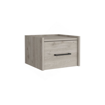 Floating Nightstand, Space-Saving Design With Handy Drawer And Surface, Light Gray