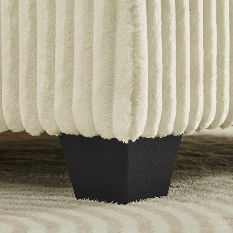 Canapé modulaire en L Corduroy, Velours côtelé beige, Beige