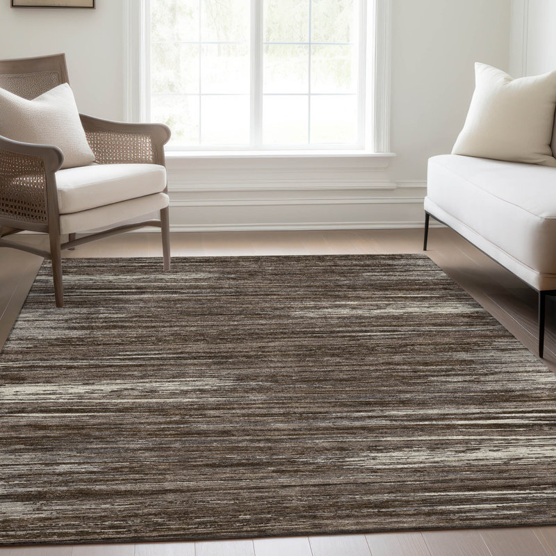 Premium Machine Washable Prisco Brown Rug, Rectangle 5' x 7'6"