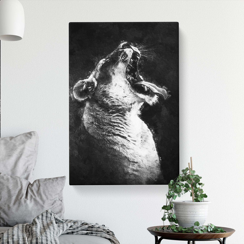 Yawning Lioness - Wrapped Canvas, 50cm H x 35cm W x 3cm D