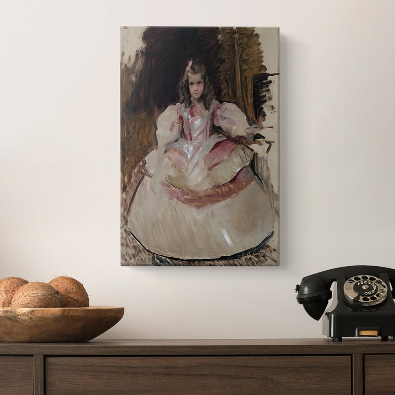 Maria de Figueroa habillée en menina - Toile tendue avec châssis par Joaquin Sorolla y Bastida, 8 x 12