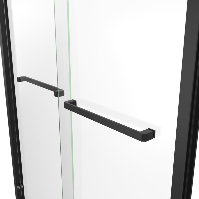 Encore 44" W x 76" Frameless Shower Door with ClearMax Technology, Matte Black, Clear