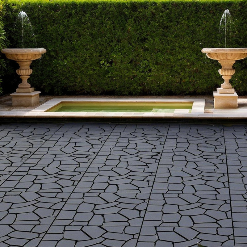 Carreau de terrasse emboîtable en plastique New Stone L 12 po x l 12 po, 44 pièces incluses, Gris foncé