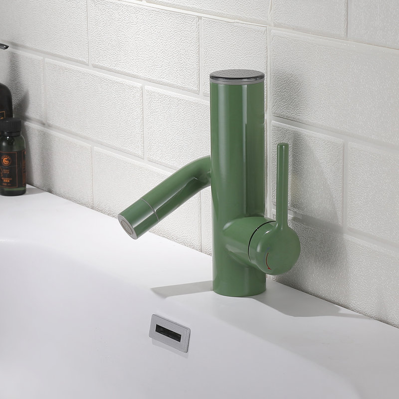 Single-Hole Single-Handle Bathroom Faucet With Drain Assembly, Green