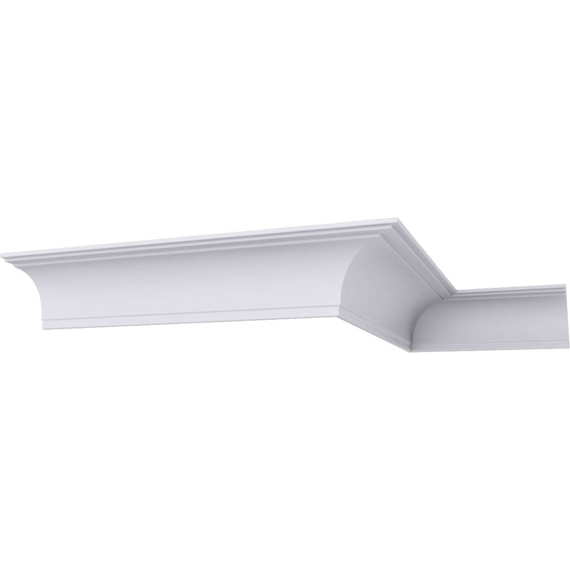 Endurathane Bradford Traditional Cove Crown Moulding, 4 1/4"H x 4 3/4"P x 6 3/8"F x 94 1/2"L, Factory Primed