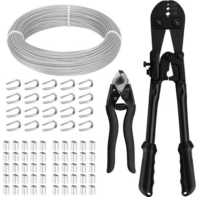 1/8" Vinyl Coated Stainless Steel Cable Kit With Turnbuckle, Heavy Duty Swaging Tool Set For Diy Outdoor Railing, Garden, Clothesline