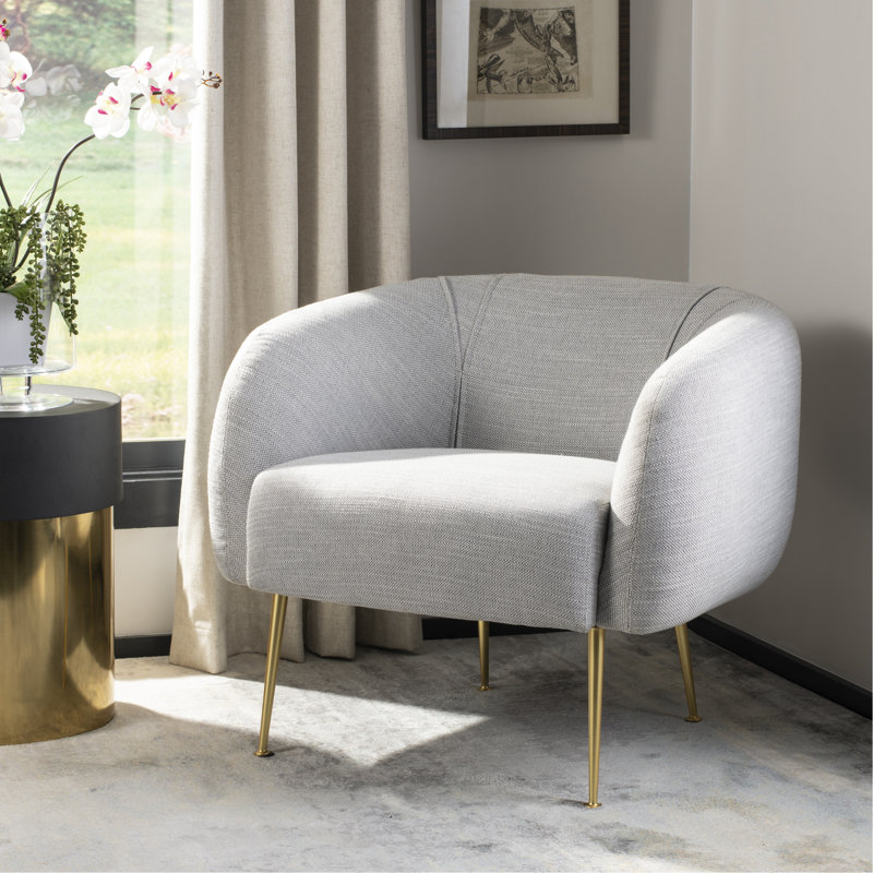 Alena Upholstered Armchair, Light Gray Polyester Blend