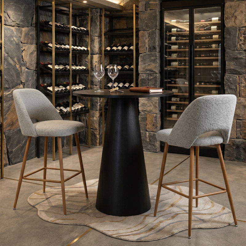 Ensemble repas 30 po à hauteur de comptoir avec tabourets de bar rembourrés pour 2, Grey
