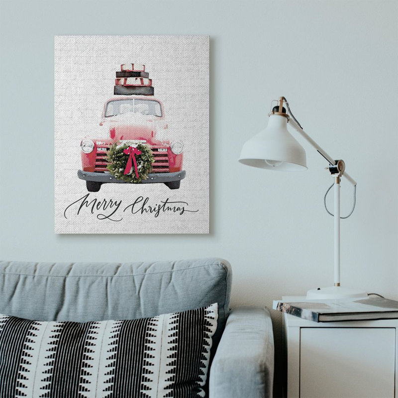 «Merry Christmas Red Truck», impression, H 20 po x l 16 po, Toile tendue
