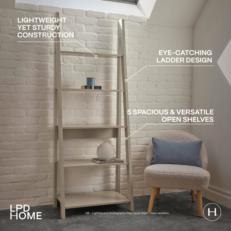 TIVA LADDER BOOKCASE, 64 cm x 17.5.4 cm x 36.7 cm, Light Grey