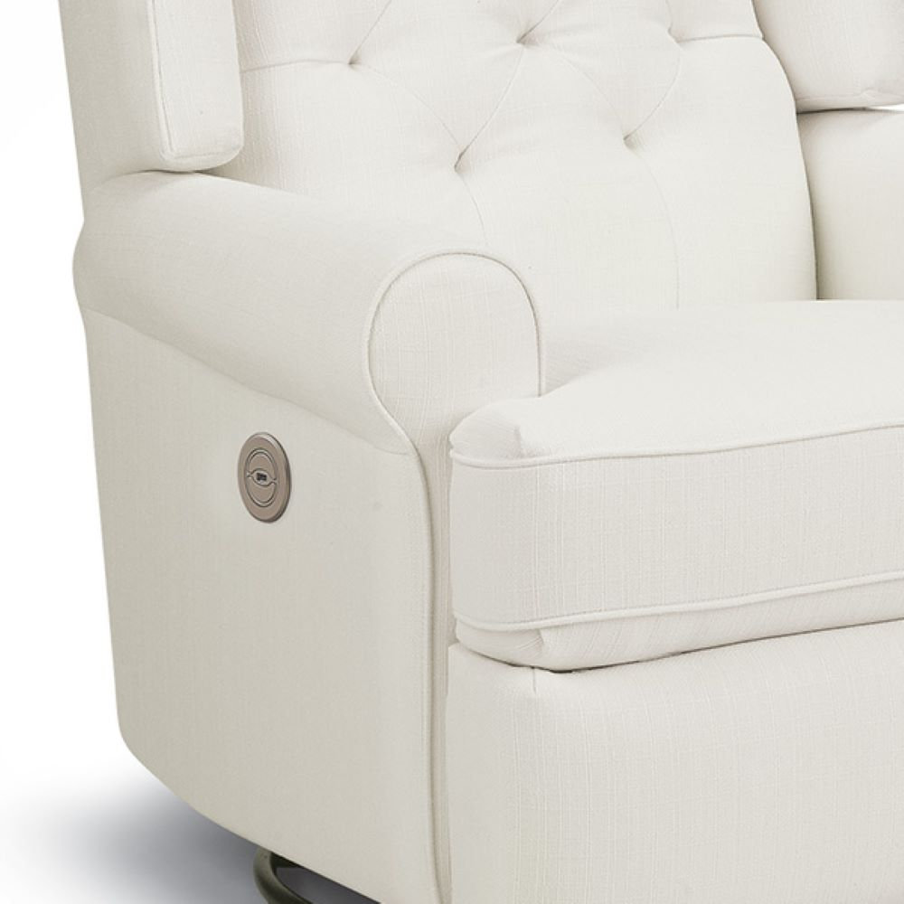 Allendale Upholstered Swivel Reclining Glider, Snow Ivory Performance