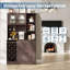 Armoire à café avec prise de courant, porte-bouteilles et portes de grange, rangement pour la cuisine-1288143580