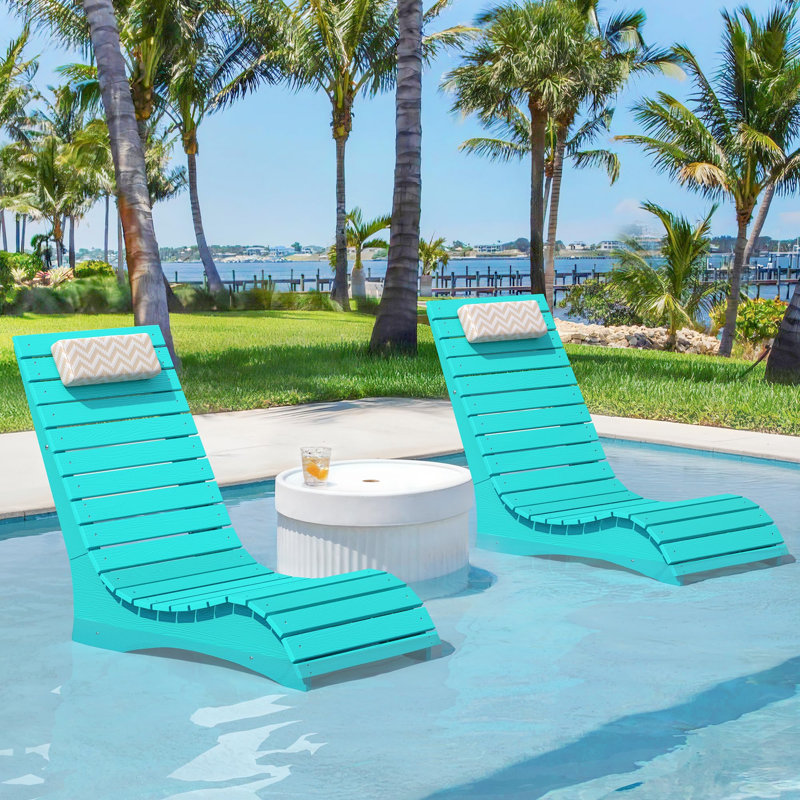 Pool Lounge Chairs Set of 2, Aruba Blue