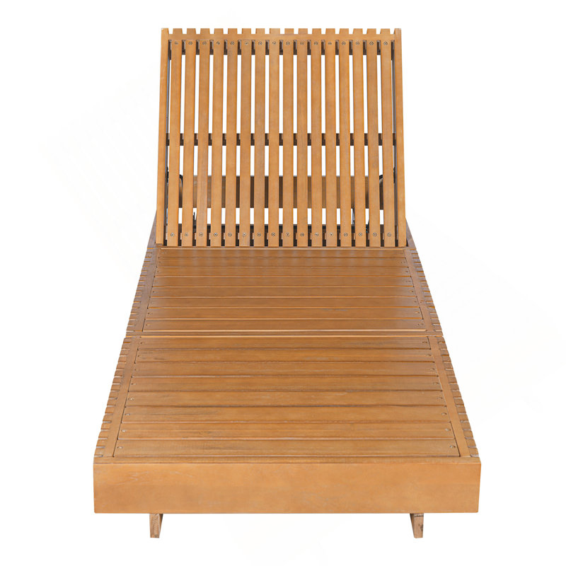 ENSEMBLE DE CHAISE LUNGE EN BOIS D'ACACIA AVEC COUSSIN LUNGE (crème) - version gris foncé assortie disponible, Cream, Brown