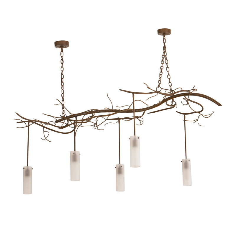 Rustic Lodge 5 - Light Dimmable Modern Linear Chandelier