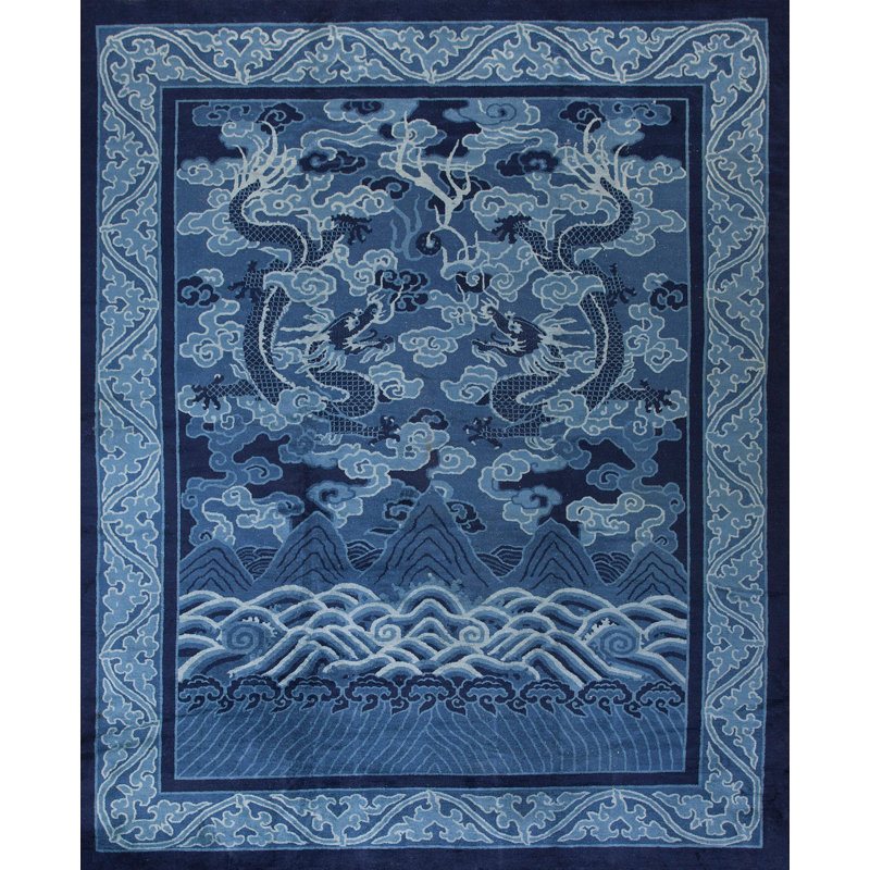 Tapis antique antique chinois à motif chinois des années 30