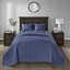 Ensembles de literie réversible bleu marine, courtepointe en coton avec taies décoratives, utilisation été comme hiver