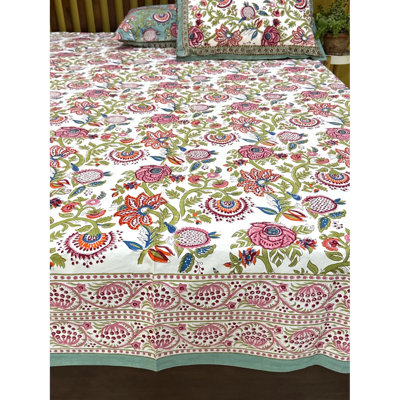 Ensemble de draps en coton avec 2 taies d'oreiller