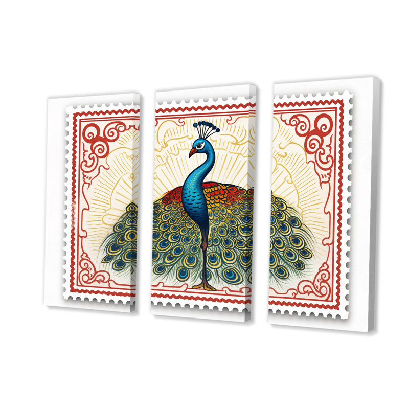 Illustration de timbre sur un ensemble de reproductions d'art sur toile, "Glorious Peacock IV", H 32 po x l 48 po x P 1 po