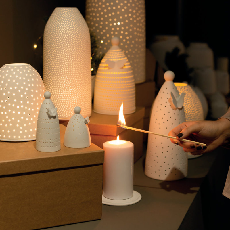 Mini anges de lumière Heavenly Light - DEL en porcelaine, H 4,60 po x l 2 po x P 2 po