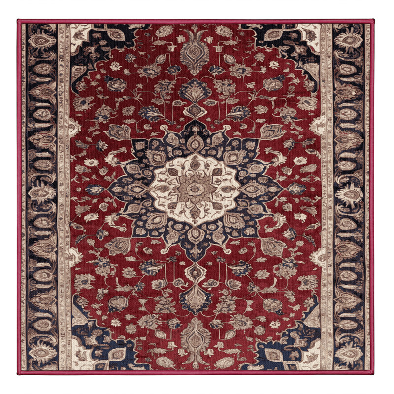 Tapis brun lavable à la machine, Carré 5 pi