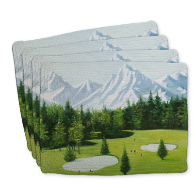 Golf Course Mountain View Braided Polyester Placemats - Set of 4