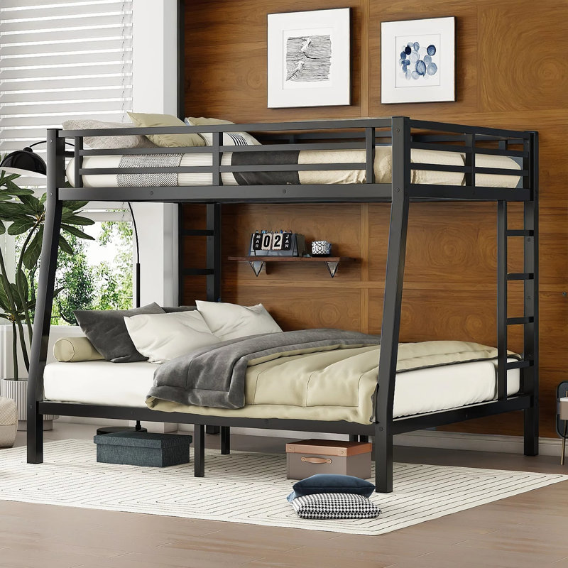 Lit superposé au-dessus de grand lit double en métal pour les adolescents et les adultes, peu encombrant / sans bruit de sommier