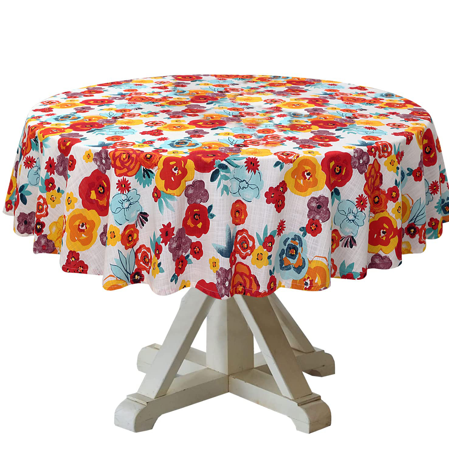 Ruvanti 70 Inch Round Tablecloth 100 Cotton Dining Table Cloth for 46