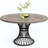 Farmhouse Round Dining Table For 4-6 – Industrial Dinner Table With Hourglass Metal Pedestal Base, Large Kitchen & Dining Room Table, Modern Rustic Style (Table Only)