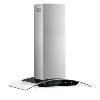36 In. 900 CFM Ducted Island Range Hood In Stainless Steel With Tempered Glass, 4 LED Lights, LCD Gesture Control