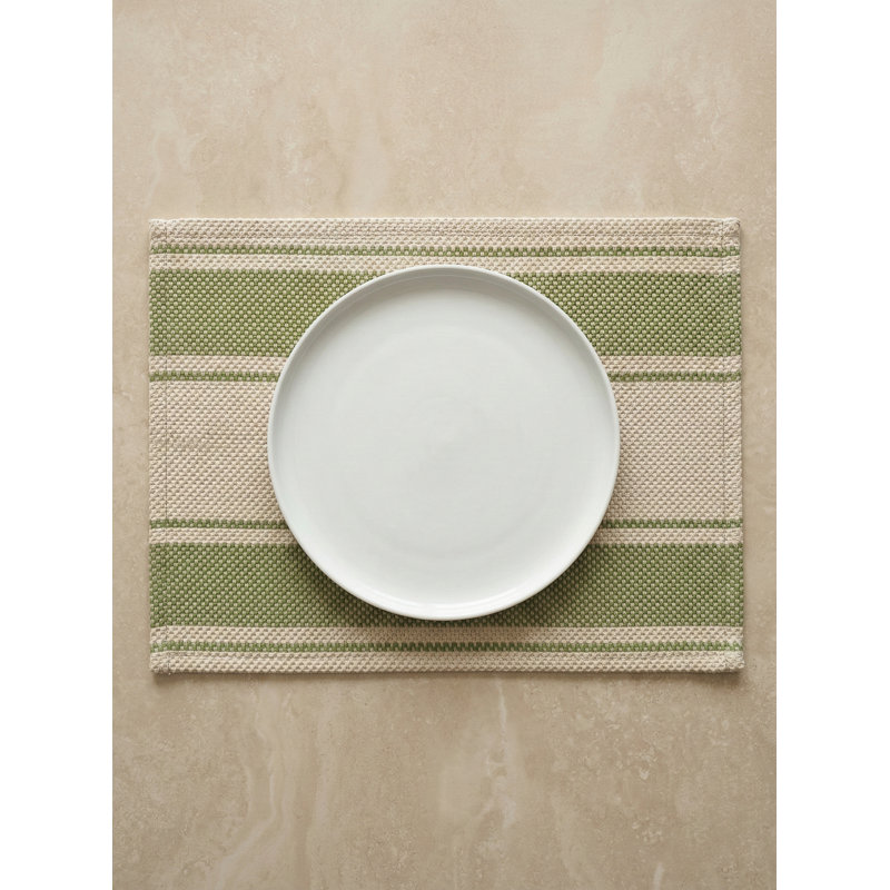Navy Blue Sail Stripe Indoor Outdoor Placemat, Green