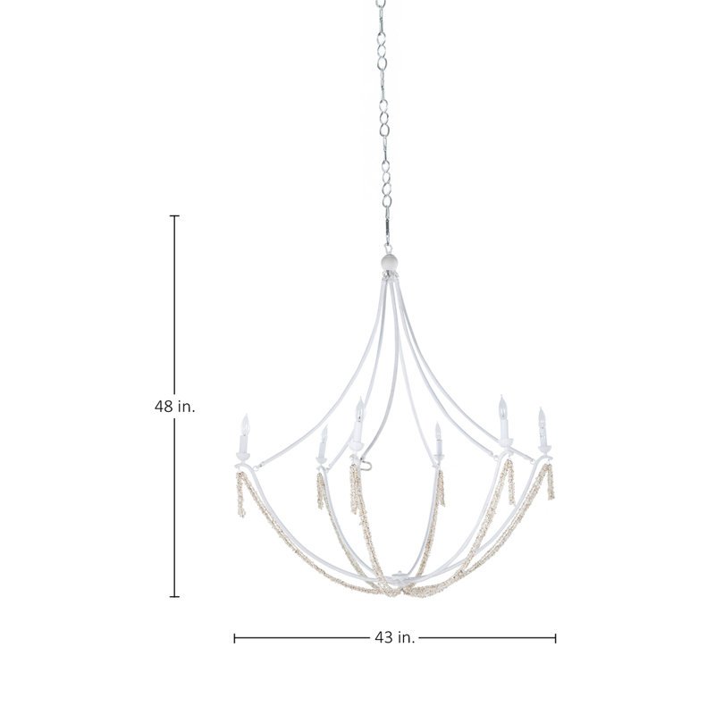 Nakita 6 - Light Candle Style Chandelier, Plaster White