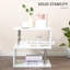Table de bout moderne de 20 po, table d'appoint décorative, table basse en forme de S avec tablette de rangement et poteaux en acier, blanc