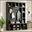 Meuble Donald en bois avec 6 crochets et tablettes ajustables-1364660570