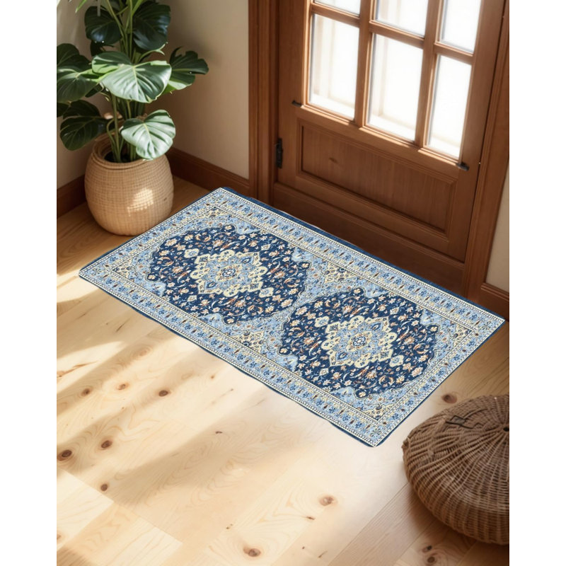 Washable Area Rug for Living Room, Bedroom, Dining, Vintage, Non-Slip, Stain-Resistant, Grey, Runner 2' x 6'